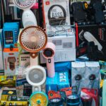 Vibrant collection of electronic gadgets on display at Colombo's Pettah Market, Sri Lanka.